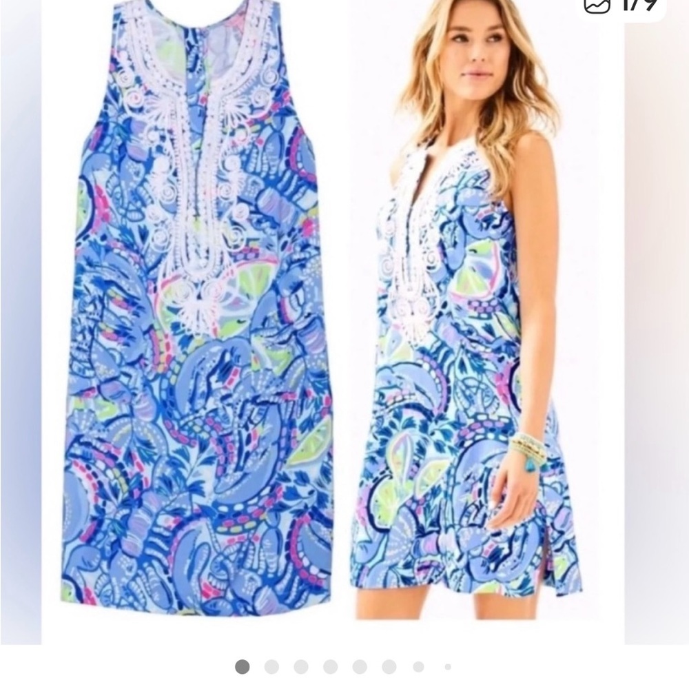 💕💕Lilly Pulitzer Carlotta stretch in blue peri pinch pinch dress, 10